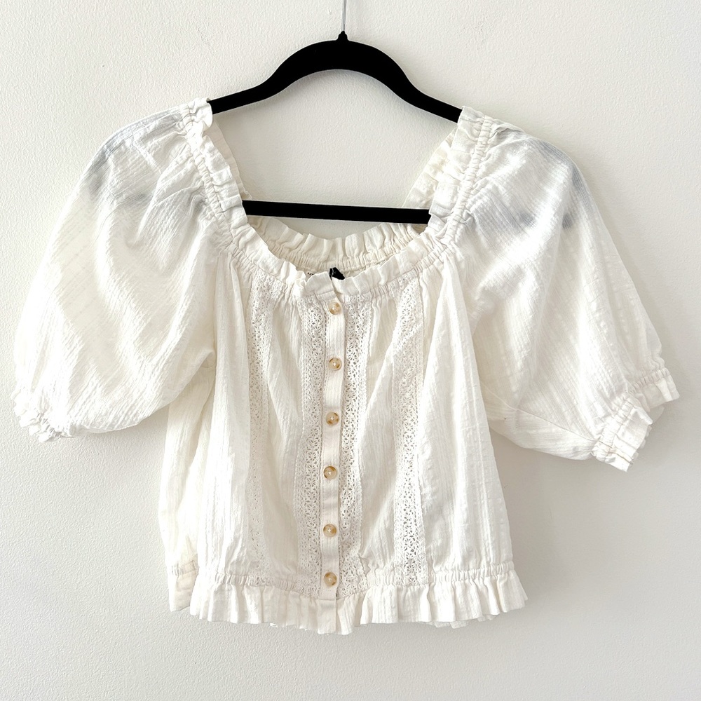 Anthropologie Laced Ivory Top